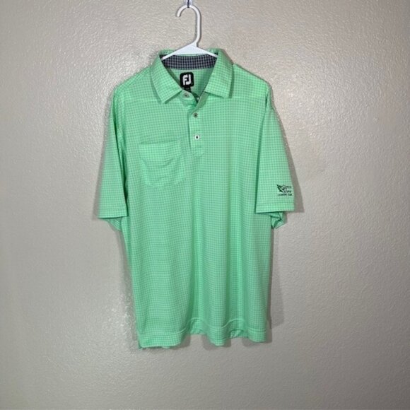 FootJoy Golf Polo Mens Large Shirt Green Check Athletic Stretch FJ - Picture 1 of 6